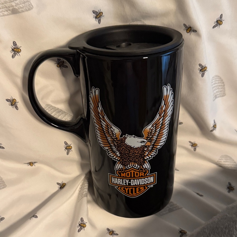 Harley-Davidson Black and Orange Mug with Eagle Emblem